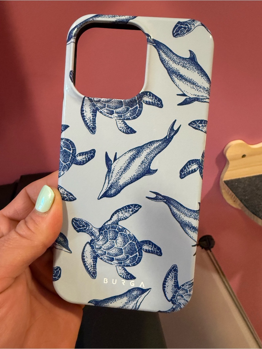Burga Blue Sea Life iPhone Case - Blue Turtles & Dolphins iPhone 16 pro Max